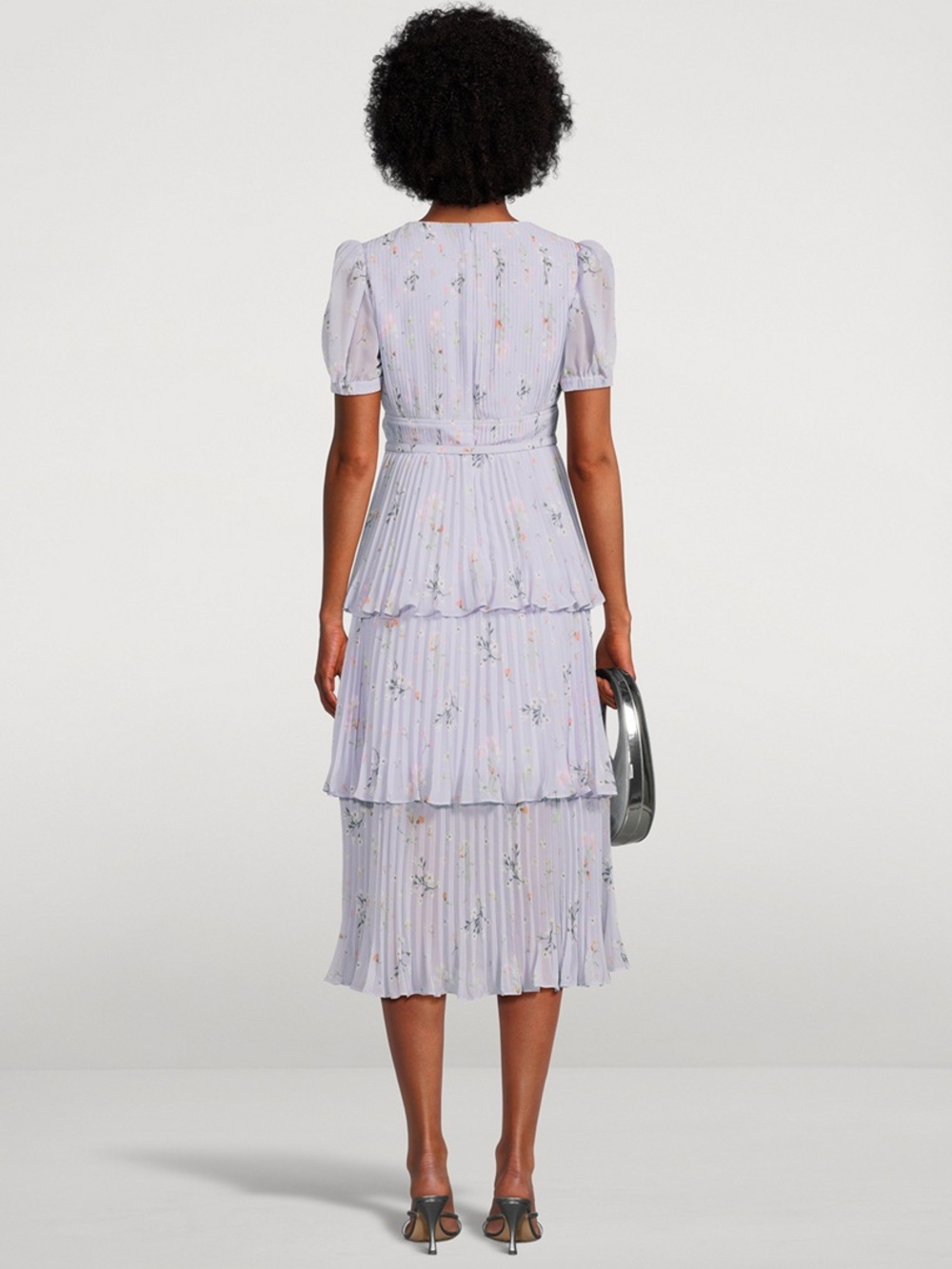 Self-Portrait Plissé Floral Midi Dress - US Size 8 - Like New! - Picture 6 of 13